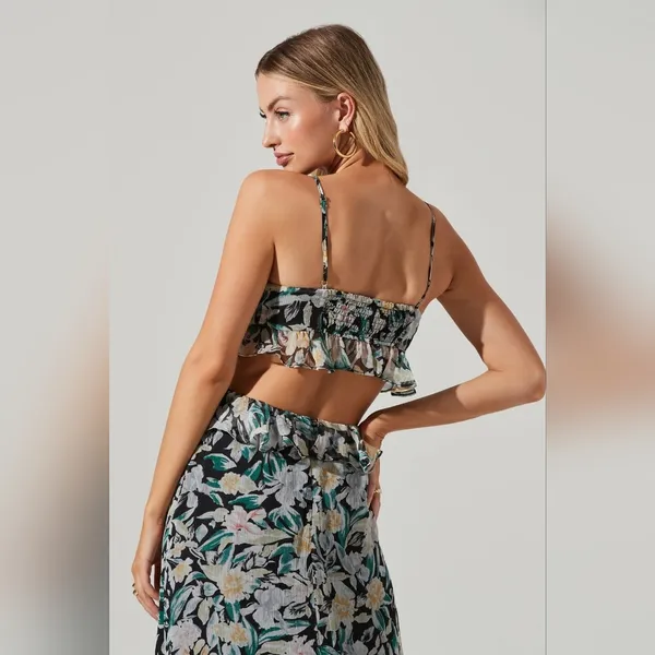 NWT ASTR THE LABEL PALACE FLORAL CUTOUT RUFFLE MAXI DRESS multicolor SIZE SMALL - Image 6