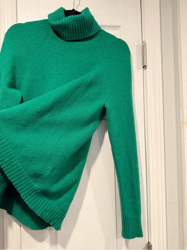 J.Crew Size S Green Wool Alpaca Blend Turtleneck Sweater Oversized Tunic - Image 2