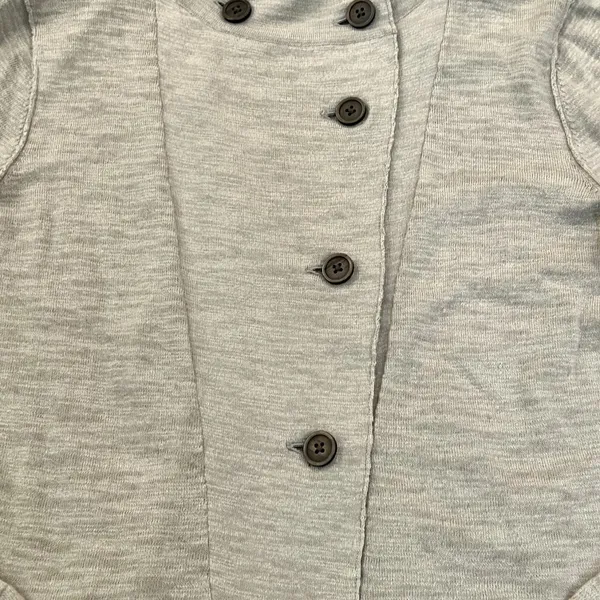 Eddie Bauer Oatmeal Cardigan Sweater Beige Size Large L Button Front‎ High Neck - Image 5