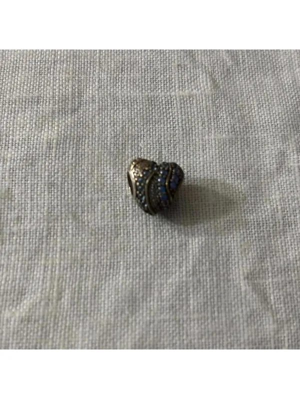 Pandora Heart-Shaped Silver and Blue Stone Pendant bracelet charm - Image 2