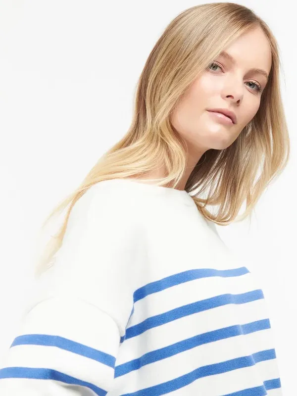 Barbour White Knit Sweater with Cream Label Detail - Image 7
