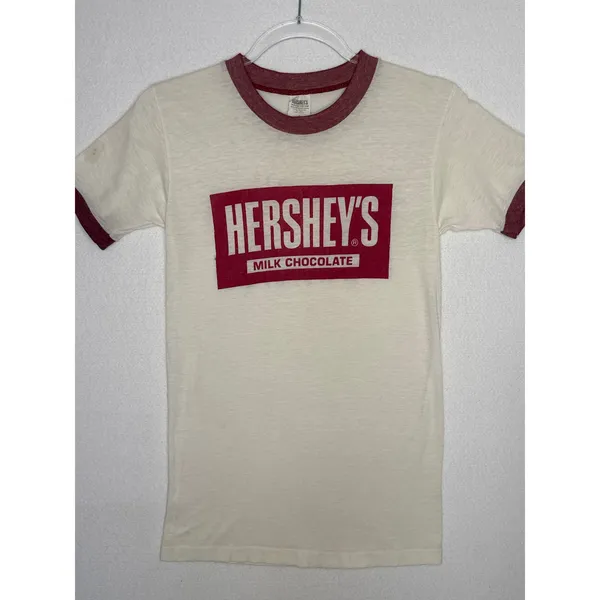 Vintage 90s Hershey’s Milk Chocolate Ringer Tee USA Made Slim Fit Small - Image 6