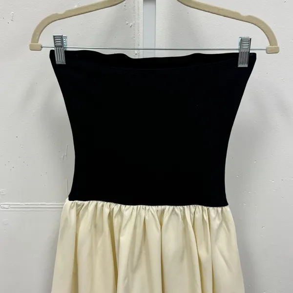 Commence Strapless Two Tone Mini A-Line Dress XS‎ Beige Black Babydoll Romantic - Image 8