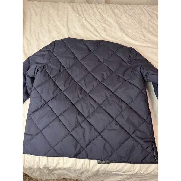 Size Large Tall Banana Republic Dark Blue Quilted Jacket Coat Reversible - Image 2