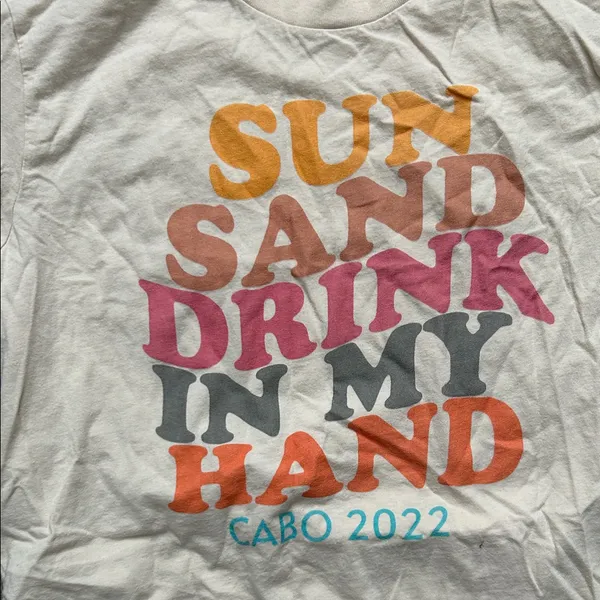 Bella Canvas Cream Graphic Tee with Multicolor Text - Image 3