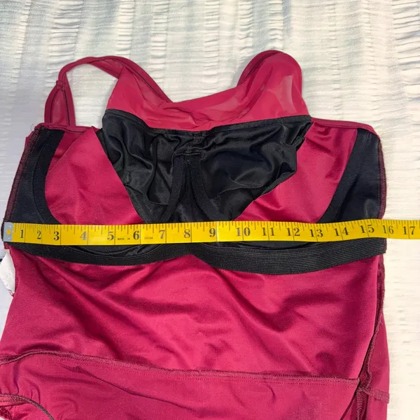 Miraclesuit Rendezvous One Pc‎ Swimsuit Burgundy Mesh High Neck Tummy Control - Image 11