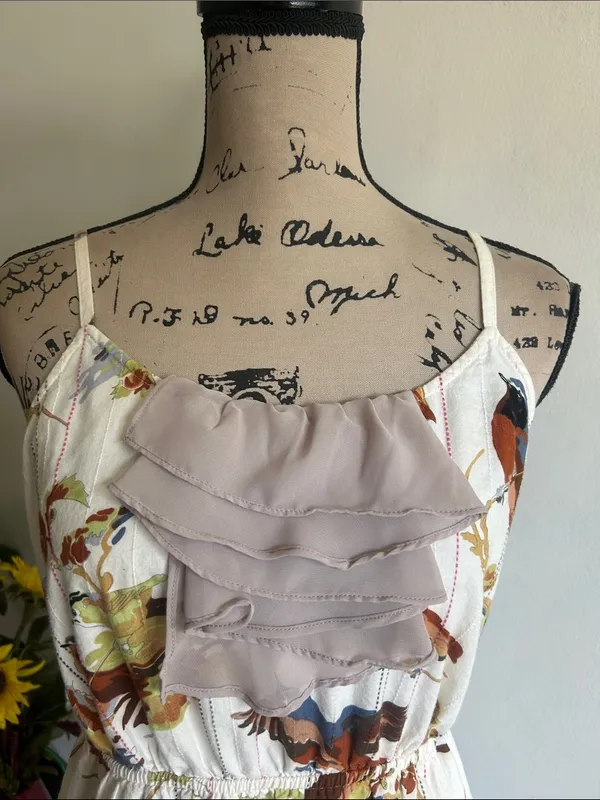 Anthropologie Eloise Bird Print Mini Length Boho Dress Size Small - Image 5