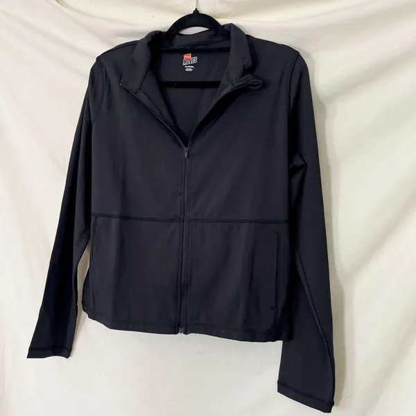 Hanes Moves Women's Studio Jacket Zip Up Workout Athleisure Black XL - Image 3