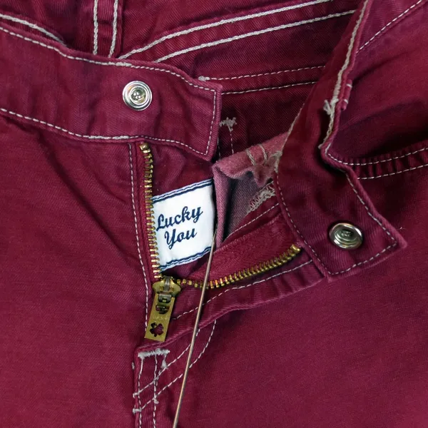 Lucky Brand Snapper Jean Womens 4 27 Burgundy USA Flare Low Rise Y2K F1RG020 - Image 7