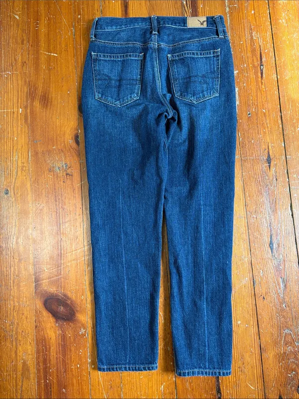 American Eagle Outfitters Dark Indigo Relaxed Vintage Hi-Rise Jeans Size 4 - Image 7