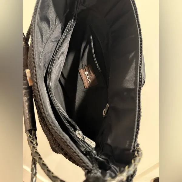 NWOT The Sak Black‎ Crochet Shoulder Boho Tote Bag - Image 6