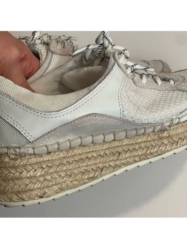 Marc Fisher Janette White Espadrille Platform Sneakers Suede Mesh Summer 7.5 - Image 12