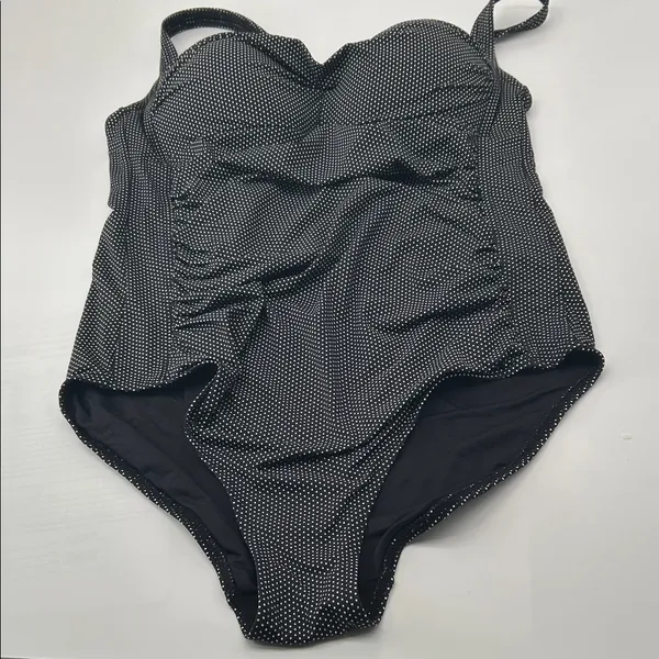 Elegant Black and White Polka Dot Women's One Piece Swimsuit - Image 12