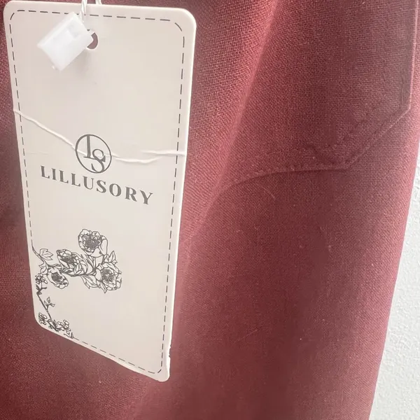 NEW LILLUSORY Linen Wide Leg Pants Sz 8/M Brick Red High Rise Cropped Trousers - Image 7