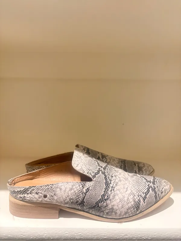 Nova Snake-Print Slip-On Mule in Cream and Gray - Image 3