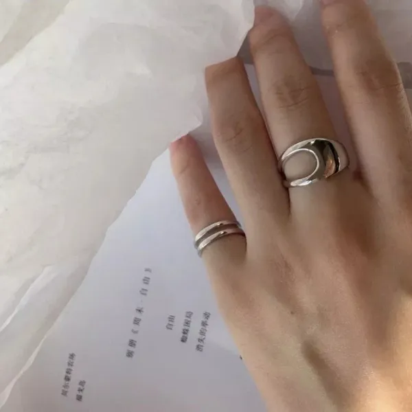Boutique NEW Polished 18k‎ White Gold Geometric Ring - Image 11