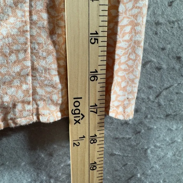 1522 | Abercrombie Linen Blend Floral Smocked‎ Crop Top Peach Womens M - Image 4