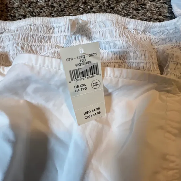 Aerie‎ White Puff Sleeve Smocked Back Crop Top Square Neck XXL 078-1782-3675 - Image 3