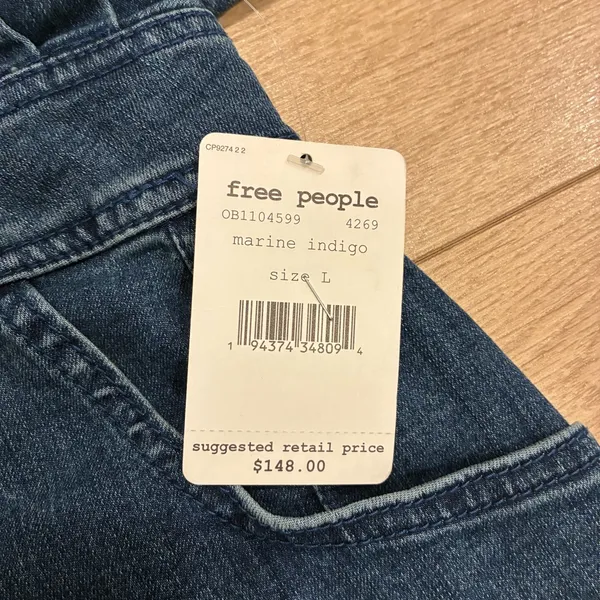 NWT Free People Bo Dress Indigo Blue Denim Shirt Long Sleeve Size L - Image 6