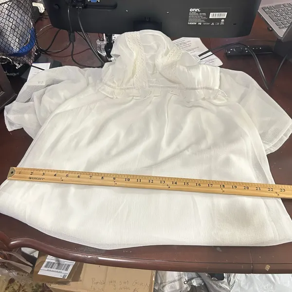 Prómesa New Chiffon Maxi White‎ Ruffle Bodice Adjustable Straps Dress Medium - Image 10