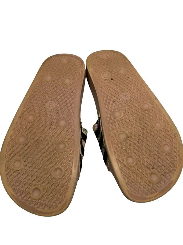 Cute Women’s Slide Sandals in Taupe with Snake-Print Straps - Image 6