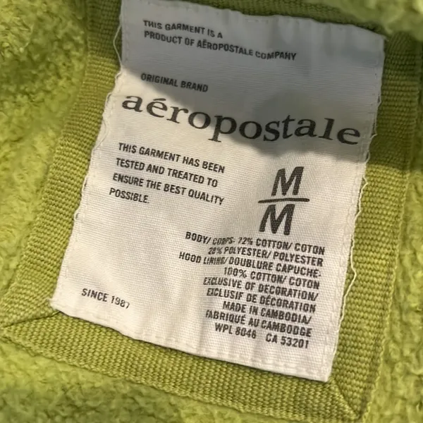 Retro Aeropostale Hoodie Lime Green Pullover Sweatshirt Womens Medium - Image 8