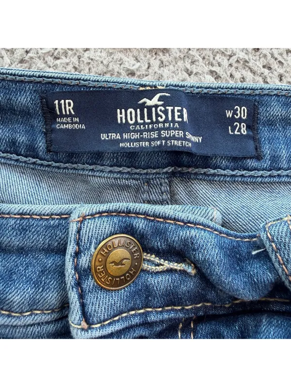 Hollister Women’s Ultra High-Rise Super Skinny Distressed Jeans 11R 30x28 - Image 5