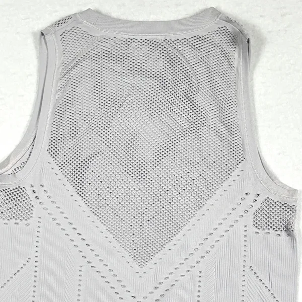 Athleta Oxygen Tank Womens Large Mesh Pointelle Training Sleeveless Top‎ Gray - Image 4
