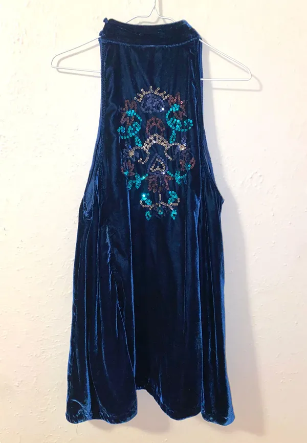 Free People Sapphire Blue Velvet Mini Dress - Image 2