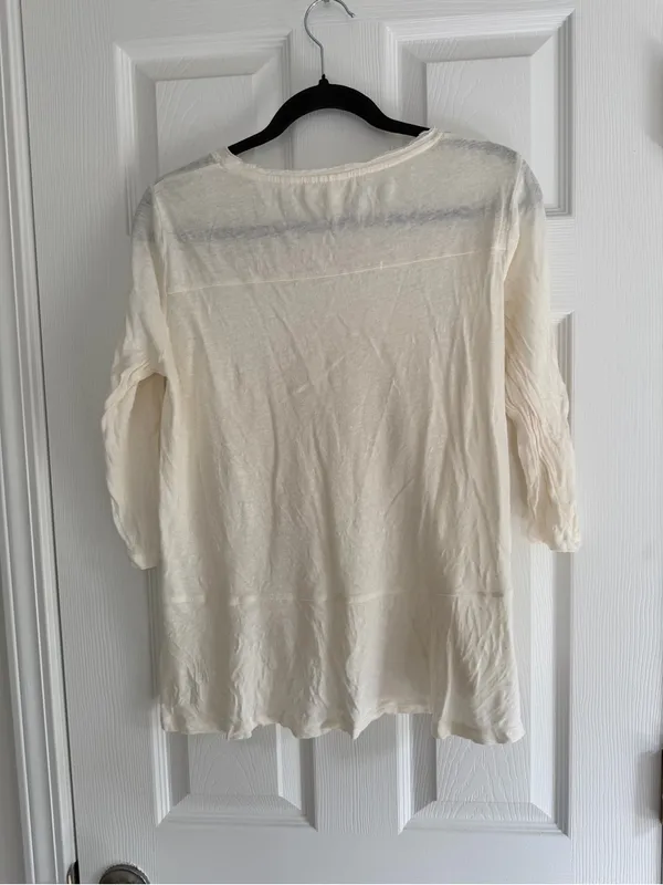 Anthropologie Maeve Lightweight Ivory 3/4 Sleeve Shirt Size Extra Small - Image 7