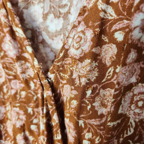 Blu Pepper Brown Floral All Over Print Long Sleeve Wrap Maxi Dress Size Large - Image 4
