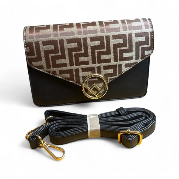 Fashion 2 Piece Bag NWT(NOT A FENDI BAG) Stylish Geometric Patterned Handbag Set - Image 3