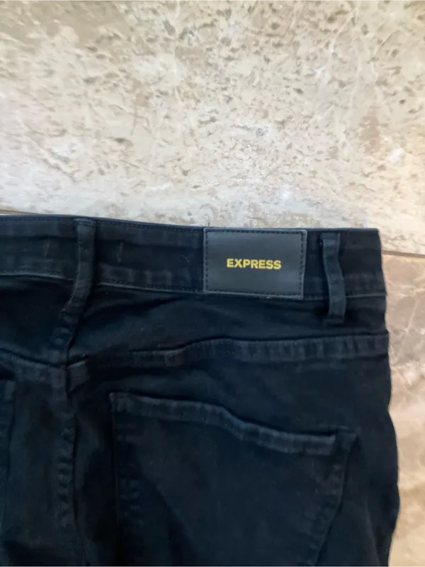 Express High Rise Flare Jeans in Black - 8 - Image 8