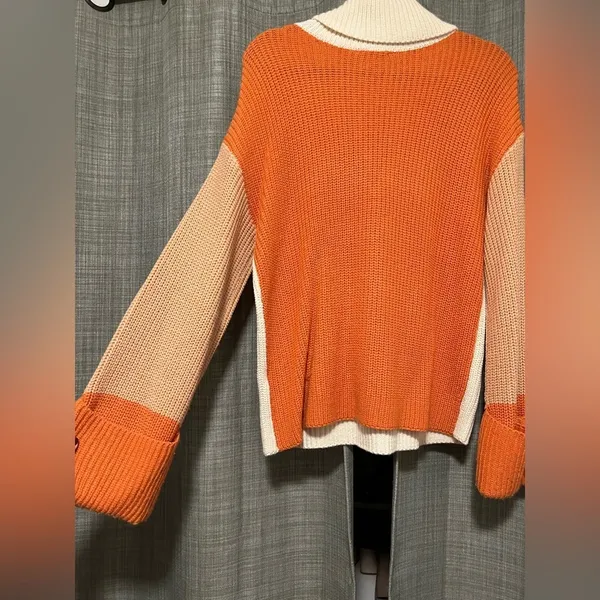 Kori Cream and Orange Turtleneck Sweater - Image 4