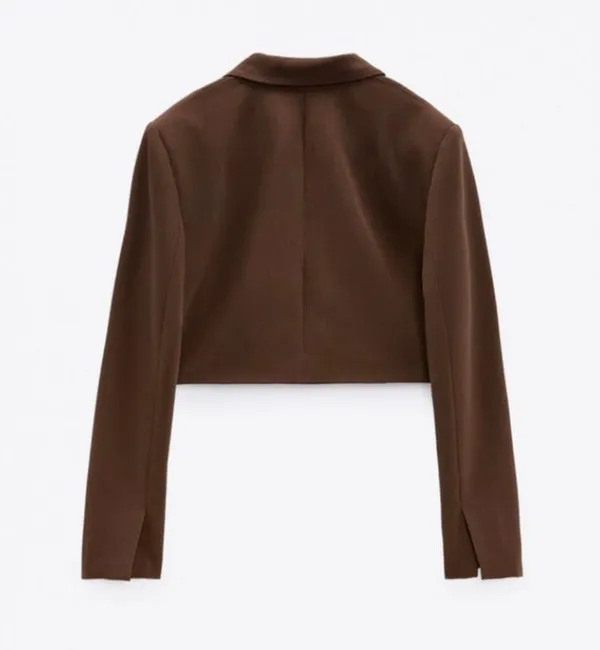 ZARA NWT  Brown CROPPED SHOULDER PAD BLAZER. - Image 7