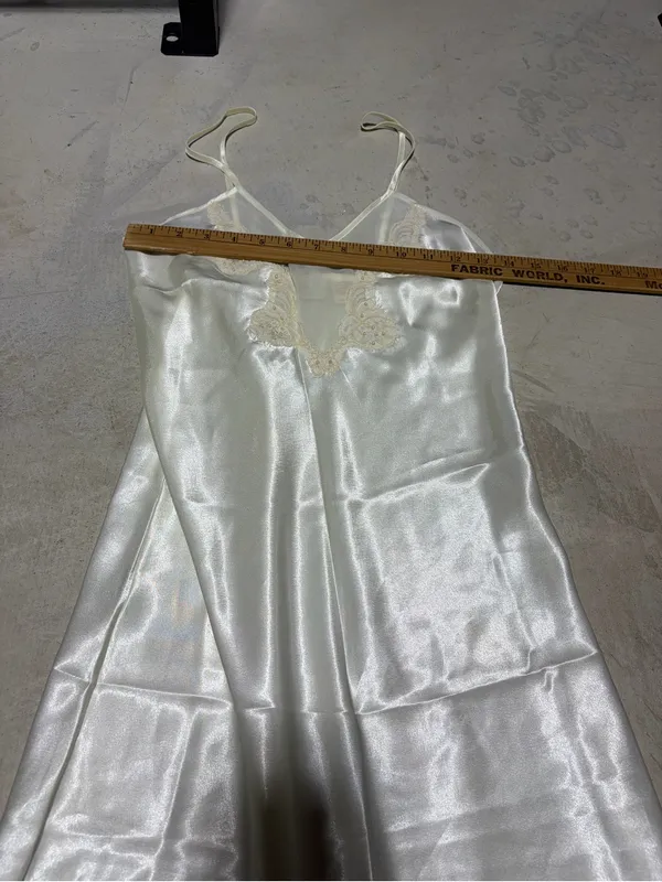 Victoria’s Secret vintage gold label Ivory white Lace Trim Slip Dress Chiffon s - Image 3