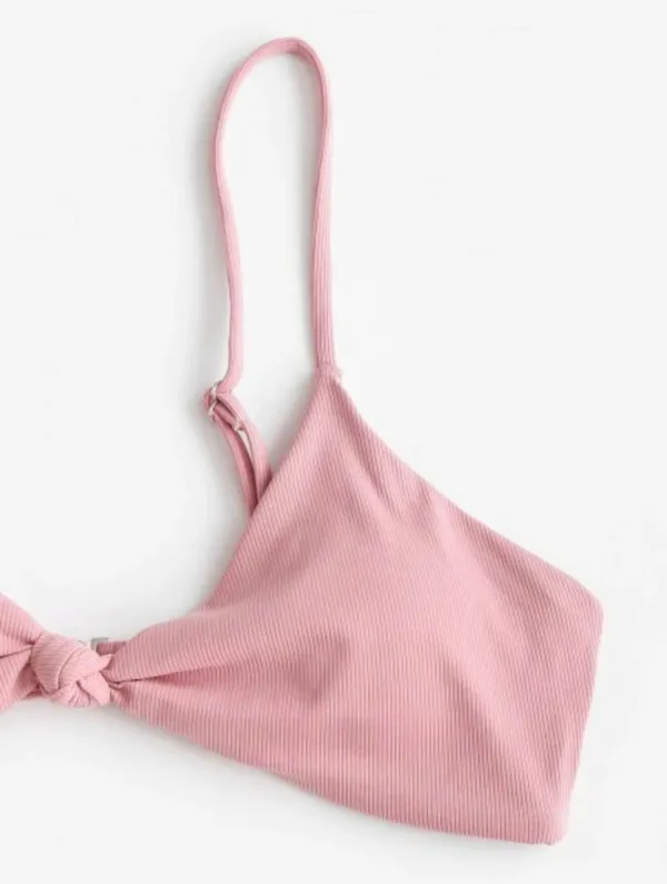 Zaful Ribbed Knot Brazilian Bikini - Image 3