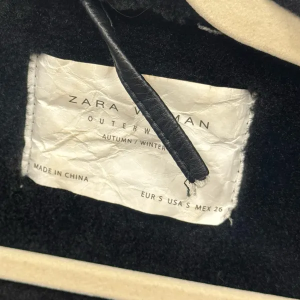 Zara‎ Blogger Favorite Faux Fur Oversized Moto Style Jacket Bomber Small Black - Image 10