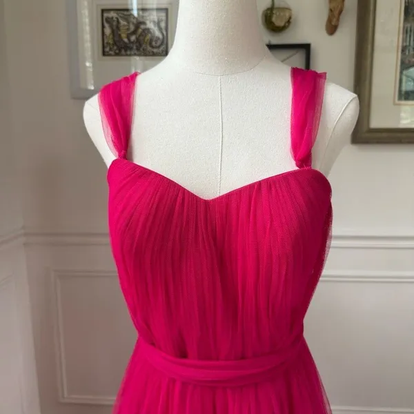 Revelry Hot Pink Tulle Formal Gown Removable Straps $200 4 - Image 3
