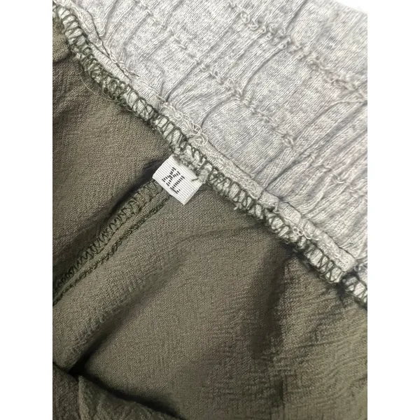 Womens XL Olive Green Wide Leg Drawstring Pants Elastic Waist Casual Lounge - Image 3