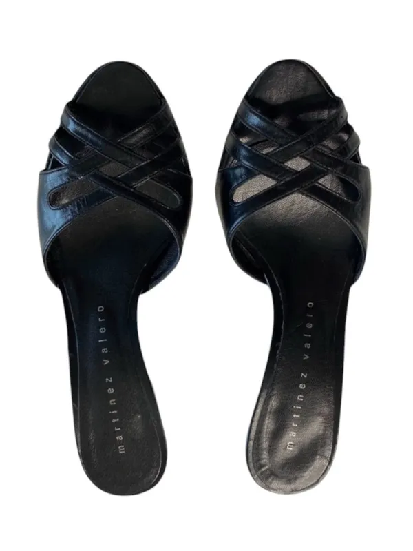 Martinez Valero ☻︎ Sexy Cut Out Kitten Heeled Mules ☻︎ Luxe Black Leather ☻ 6.5M - Image 9