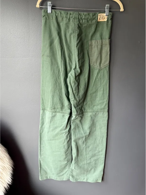 Riley Olive Green Wide Leg Pants with Drawstring Waist XS - Image 2