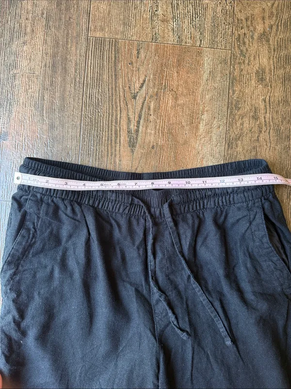 Old Navy High-Waisted Linen-Blend Straight Cropped Pants M Tall in Black Jack - Image 7