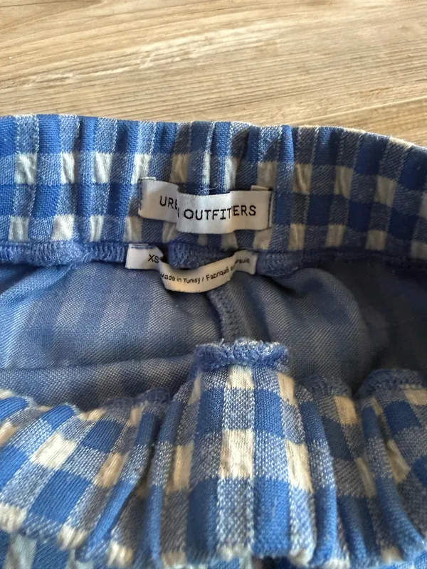 Urban Outfitters Blue and White Gingham Pants - Image 2