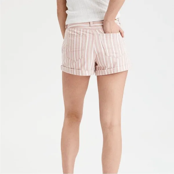 American Eagle Pink‎ Striped Denim Mom Short shorts cotton comfortable jeans 18 - Image 3