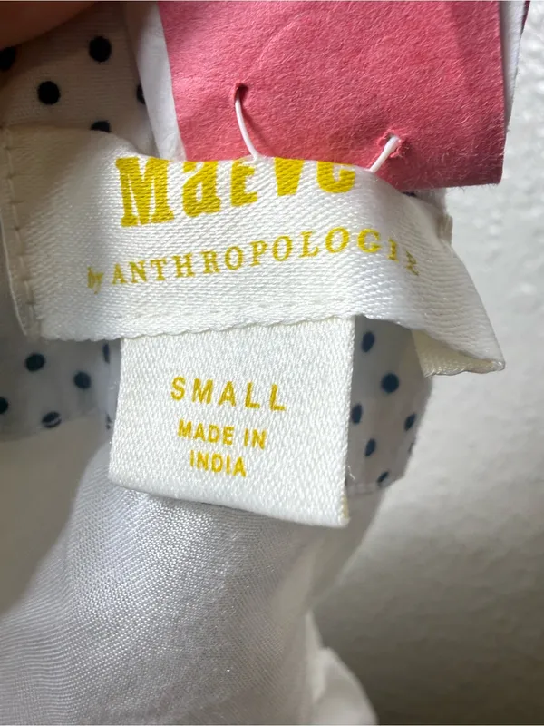 Maeve by Anthropologie White Cotton Bubble Hem Cropped Peasant Blouse Size Small - Image 8