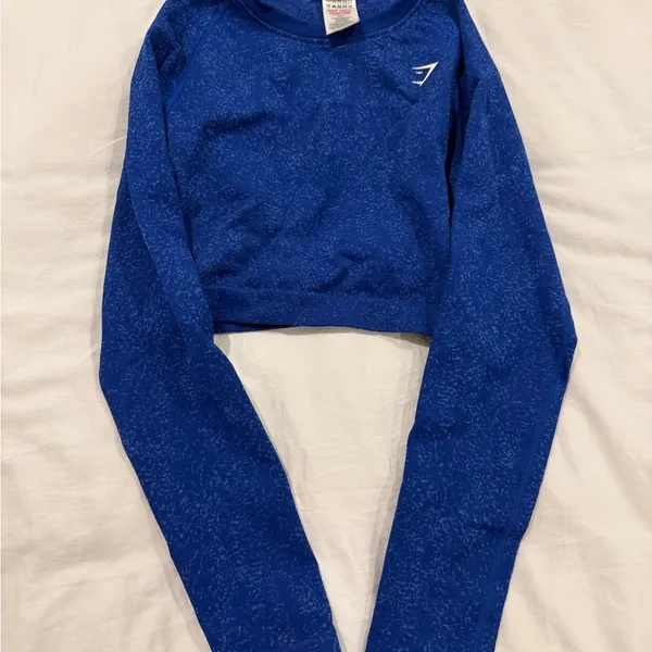 Gymshark Adapt Fleck Seamless Long Sleeve Crop top Cobalt Blue Size M - Image 5