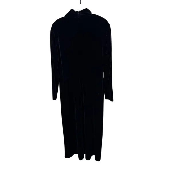 Vintage KC Spencer Black Velvet Mock Neck Long Sleeve Maxi‎ Dress Size 14 - Image 7