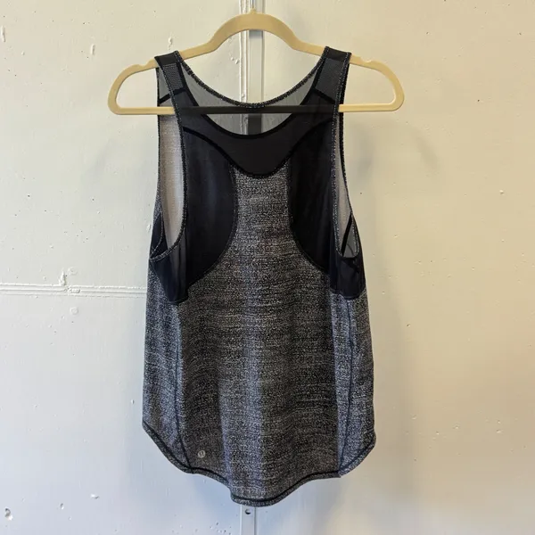 Lululemon Mesh Back Racerback Tank Top Space Dye Black White Size Small - Image 2