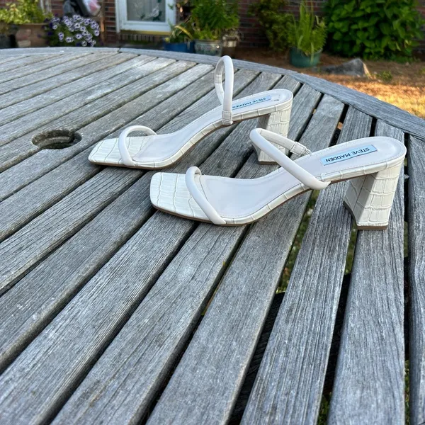 New Steve‎ Madden Lilah White Croc Block Heel Slide Sandals size 10 - Image 3